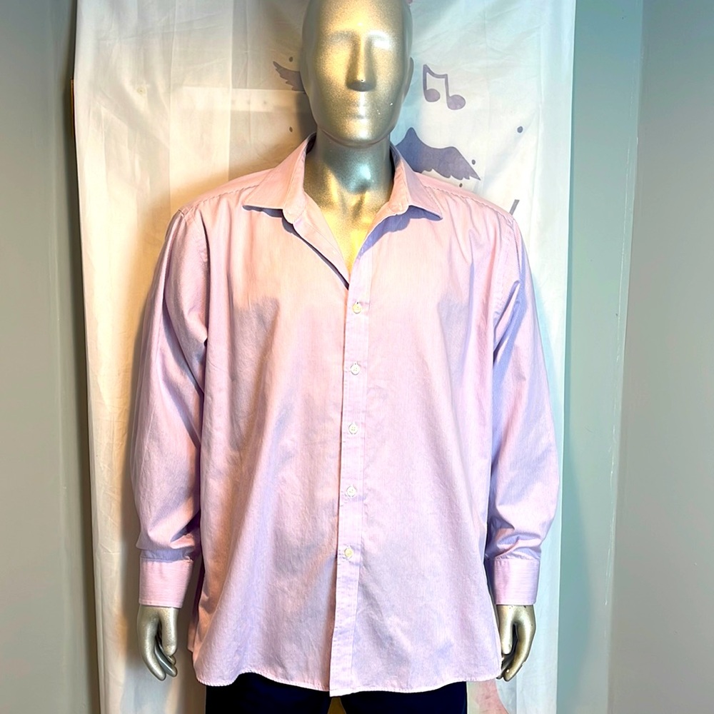 Michael Kors 100% Cotton thin Stripped light Purple Dress shirt Size 18 34/35